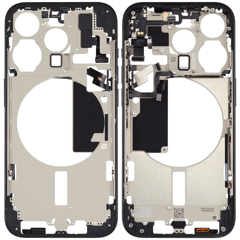 Mid-Frame Housing With Power And Volume Button Compatible For iPhone 15 Pro (US Version) (Used OEM Pull: Grade A) (Blue Titanium)