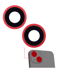 Back Camera Lens With Bracket & Bezel Compatible For iPhone 14 / 14 Plus (2 Piece Set) (Aftermarket Plus) (Red)