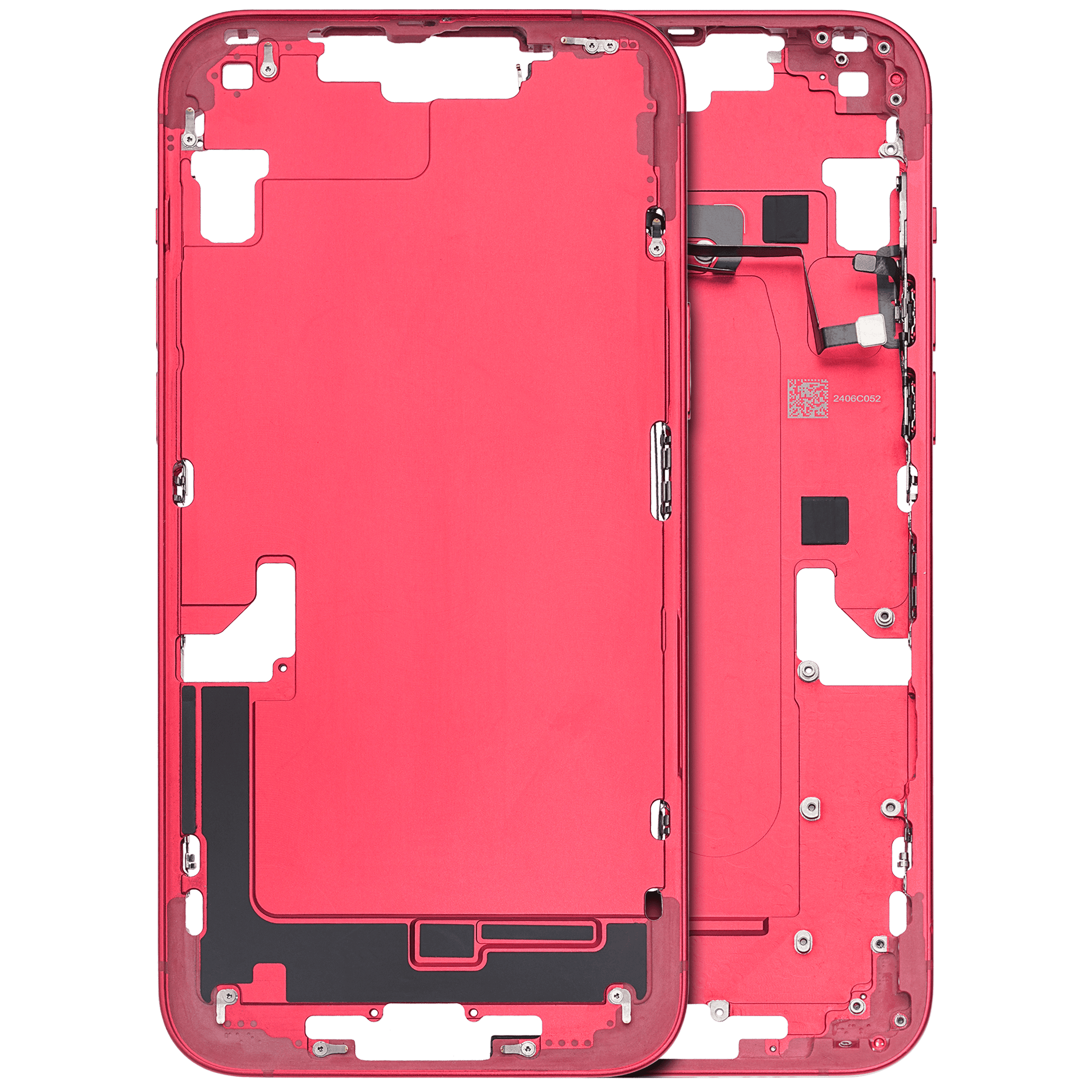 Mid-Frame Housing With Power And Volume Button Compatible For iPhone 14 Plus (US Version) (Used OEM Pull: Grade A) (Red)