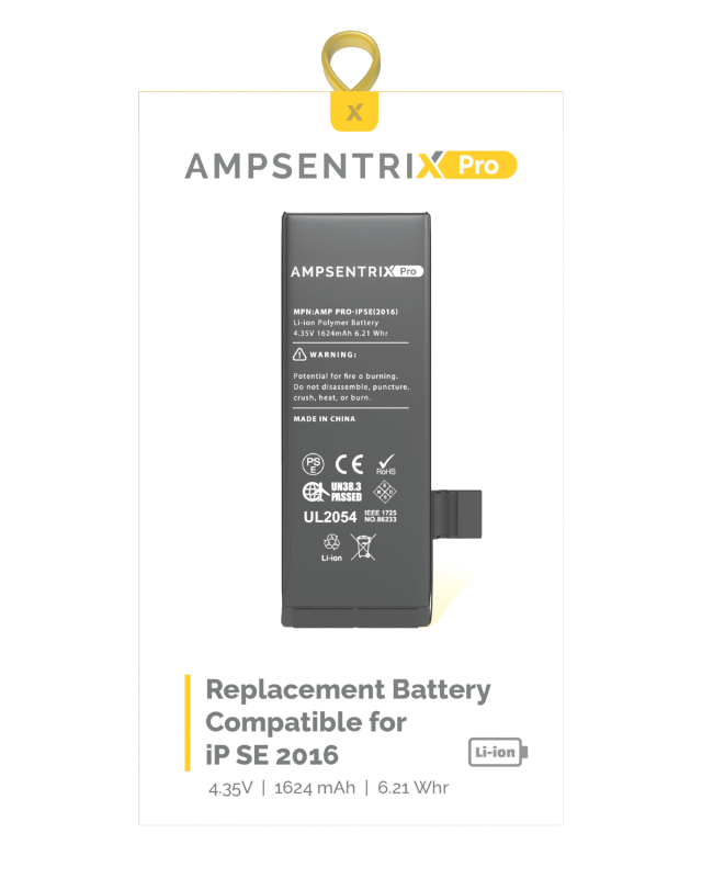 Replacement Battery Compatible For iPhone SE (2016) (AmpSentrix Pro)