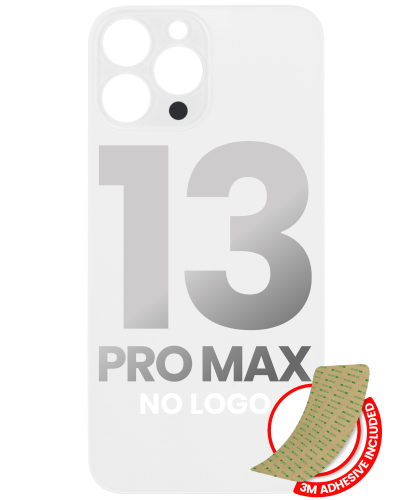 Back Glass With 3M Adhesive Compatible For iPhone 13 Pro Max (No Logo / Large Camera Hole) (Silver)