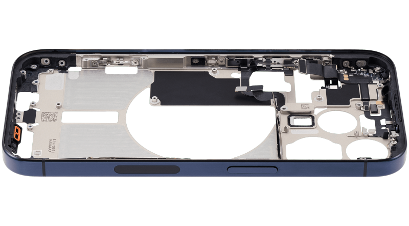 Mid-Frame Housing With Power And Volume Button Compatible For iPhone 15 Pro (US Version) (Used OEM Pull: Grade A) (Blue Titanium)