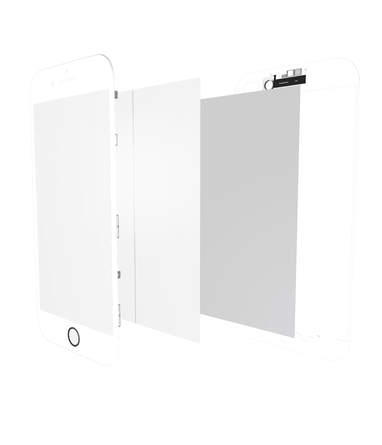 4 in 1 (Front Glass + Polarizer + Frame + OCA Pre-Installed) Compatible For iPhone 8 Plus (2 Pack) (White)