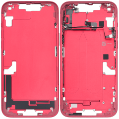 Mid-Frame Housing With Power And Volume Button Compatible For iPhone 14 Plus (US Version) (Used OEM Pull: Grade A) (Red)