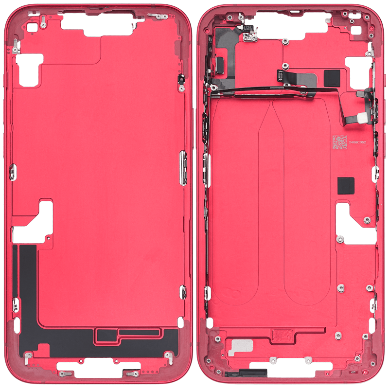 Mid-Frame Housing With Power And Volume Button Compatible For iPhone 14 Plus (US Version) (Used OEM Pull: Grade A) (Red)