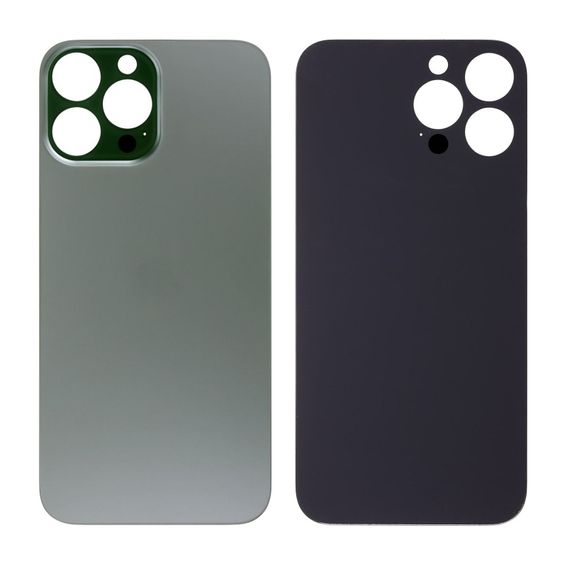 Back Glass With 3M Adhesive Compatible For iPhone 13 Pro Max (No Logo / Large Camera Hole) (Alpine Green)