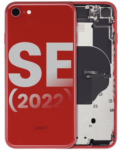 Back Housing W/ Small Components Pre-Installed Compatible For iPhone SE (2022) (Used OEM Pull: Grade C) (Red)