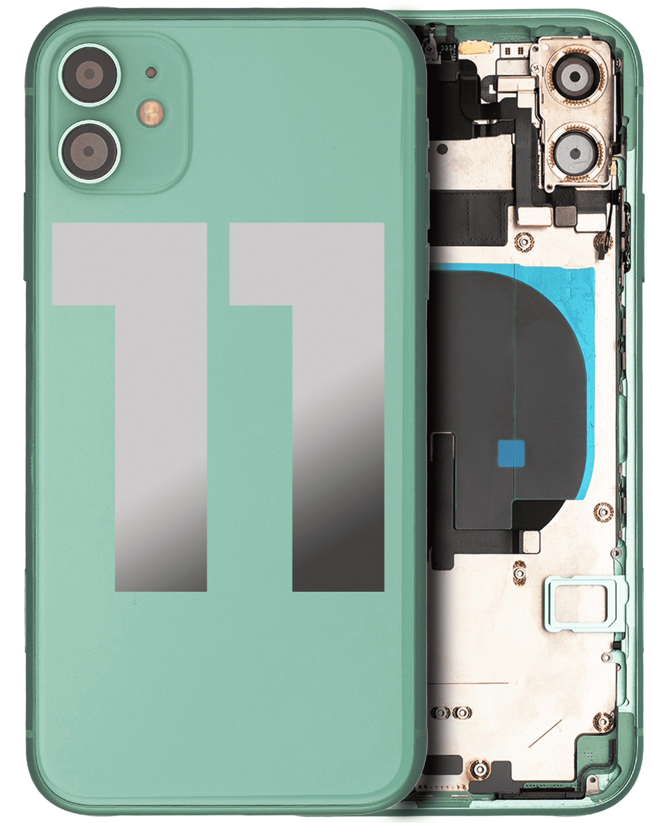 Back Housing W/ Small Components Pre-Installed Compatible For iPhone 11 (Used OEM Pull: Grade B) (Green)