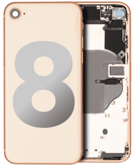 Back Housing W/ Small Components Pre-Installed Compatible For iPhone 8 (Used OEM Pull: Grade C) (Gold)