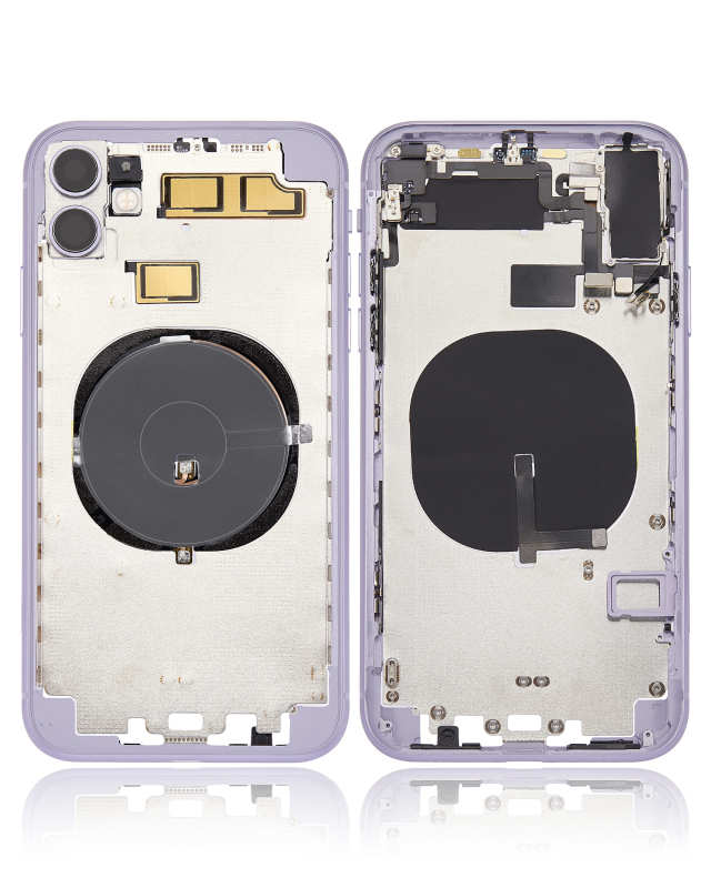 Back Housing W/ Small Components Pre-Installed (Without Back Cover) Compatible For iPhone 11 (Purple)