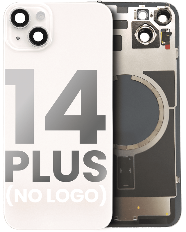 Back Glass With Steel Plate With MagSafe Magnet Pre-Installed Compatible For iPhone 14 Plus (Starlight) (No Logo)