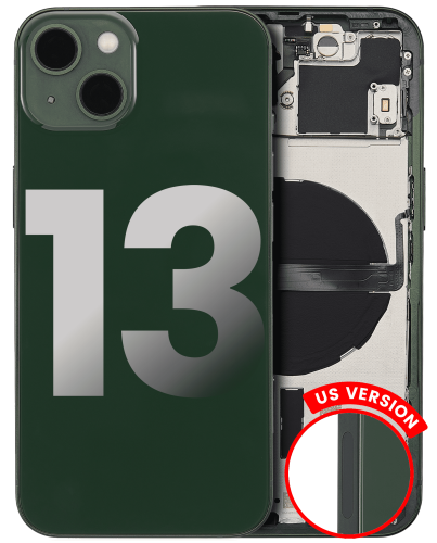 Back Housing W/ Small Components Pre-Installed Compatible For iPhone 13 (US Version) (Used OEM Pull: Grade C) (Green)