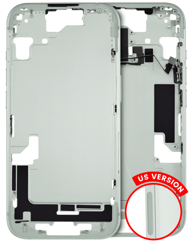 Mid-Frame Housing With Power And Volume Button Compatible For iPhone 15 (US Version) (Used OEM Pull: Grade A) (Green)