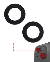 Back Camera Lens (Glass Only) With Adhesive For iPhone 14 / 14 Plus / 15 / 15 Plus (2 Piece Set) (Aftermarket Plus)