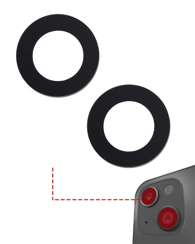 Back Camera Lens (Glass Only) With Adhesive For iPhone 14 / 14 Plus / 15 / 15 Plus (2 Piece Set) (Aftermarket Plus)