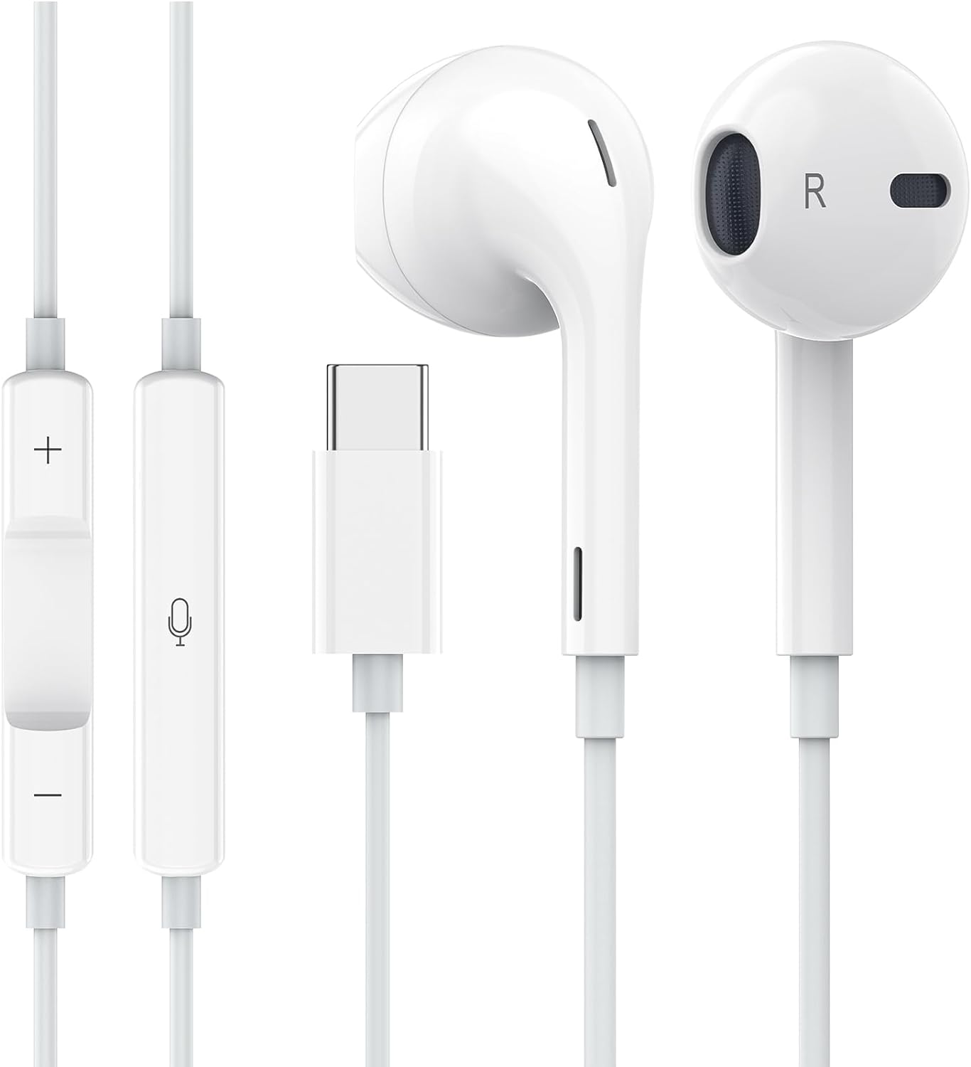 Apple Earbuds USB C Wired Earphones (Built-in Microphone & Volume Control) Noise Canceling Isolating Headphones Compatible with Phone 15 Smartphone and Other USB C Device