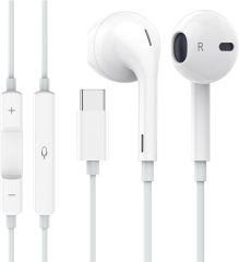 Apple Earbuds USB C Wired Earphones (Built-in Microphone & Volume Control) Noise Canceling Isolating Headphones Compatible with Phone 15 Smartphone and Other USB C Device