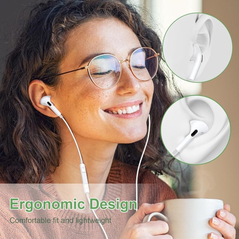 Wired Earbuds Headphones with 3.5mm Jack Built-in Microphone Volume Control in-Ear Earphones Headsets Compatible with iPhone 6S/6/MP4/iPod/Android/Computer