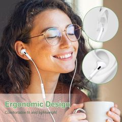 EarPods (Lightning Connector) Wired Earbuds Compatible with iPhone, Deep Bass Driven Audio in-Ear Headphones with Mic Comfort Earphones for iPhone 14/13 / 12/11 Plus/Pro/Pro max and Most iOS Devices, Earbuds White