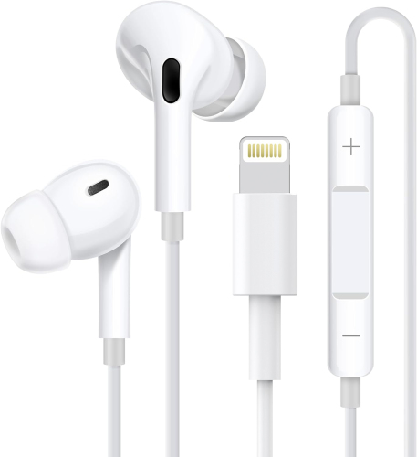 EarPods (Lightning Connector) Wired Earbuds Compatible with iPhone, Deep Bass Driven Audio in-Ear Headphones with Mic Comfort Earphones for iPhone 14/13 / 12/11 Plus/Pro/Pro max and Most iOS Devices, Earbuds White