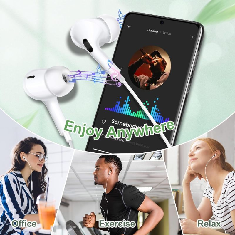 EarPods (Lightning Connector) Wired Earbuds Compatible with iPhone, Deep Bass Driven Audio in-Ear Headphones with Mic Comfort Earphones for iPhone 14/13 / 12/11 Plus/Pro/Pro max and Most iOS Devices, Earbuds White