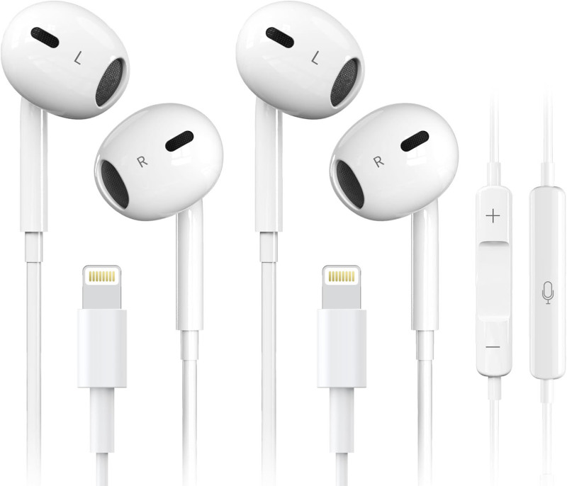 Apple Headphones GEN4 Wired for iPhone Earbuds with Lightning Connector【MFi Certified】 Earphones Noise Isolating Headsets for iPhone iPad