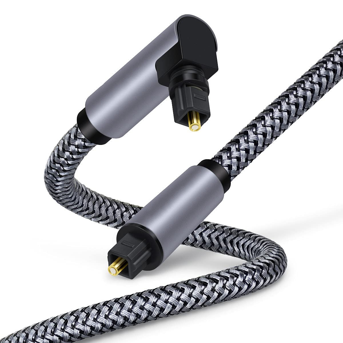 Hifi Sound Quality Toslink Optical Cable Gold Plated Plug Optical Digital Audio Cable 90degree Nylon Braided Toslink Cables