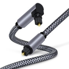 Hifi Sound Quality Toslink Optical Cable Gold Plated Plug Optical Digital Audio Cable 90degree Nylon Braided Toslink Cables