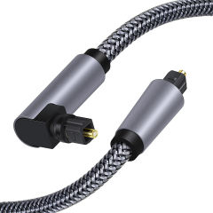 Hifi Sound Quality Toslink Optical Cable Gold Plated Plug Optical Digital Audio Cable 90degree Nylon Braided Toslink Cables
