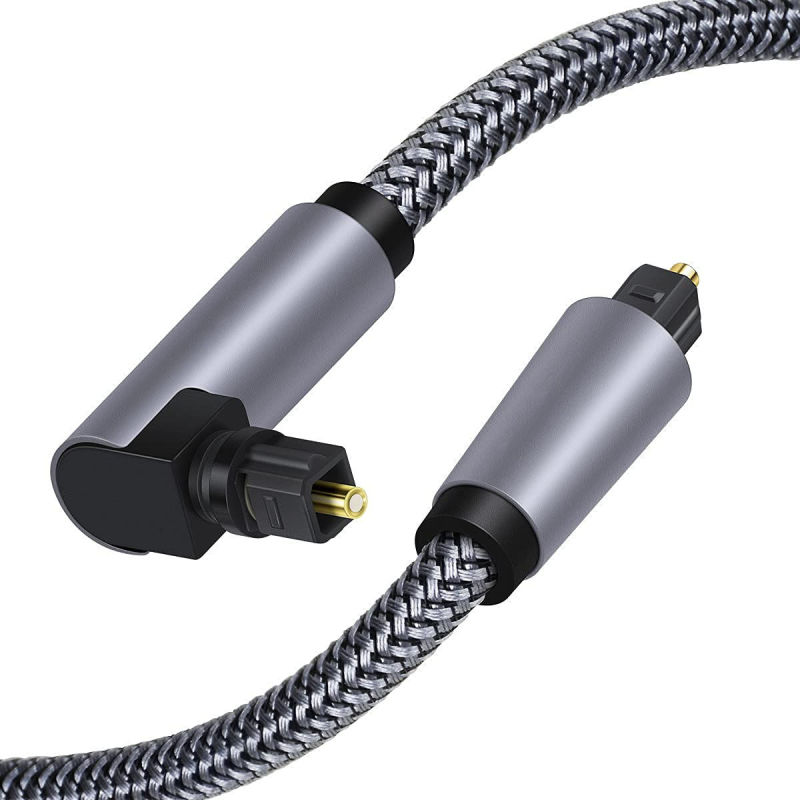 Hifi Sound Quality Toslink Optical Cable Gold Plated Plug Optical Digital Audio Cable 90degree Nylon Braided Toslink Cables