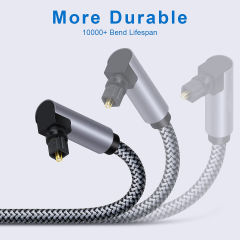 Hifi Sound Quality Toslink Optical Cable Gold Plated Plug Optical Digital Audio Cable 90degree Nylon Braided Toslink Cables
