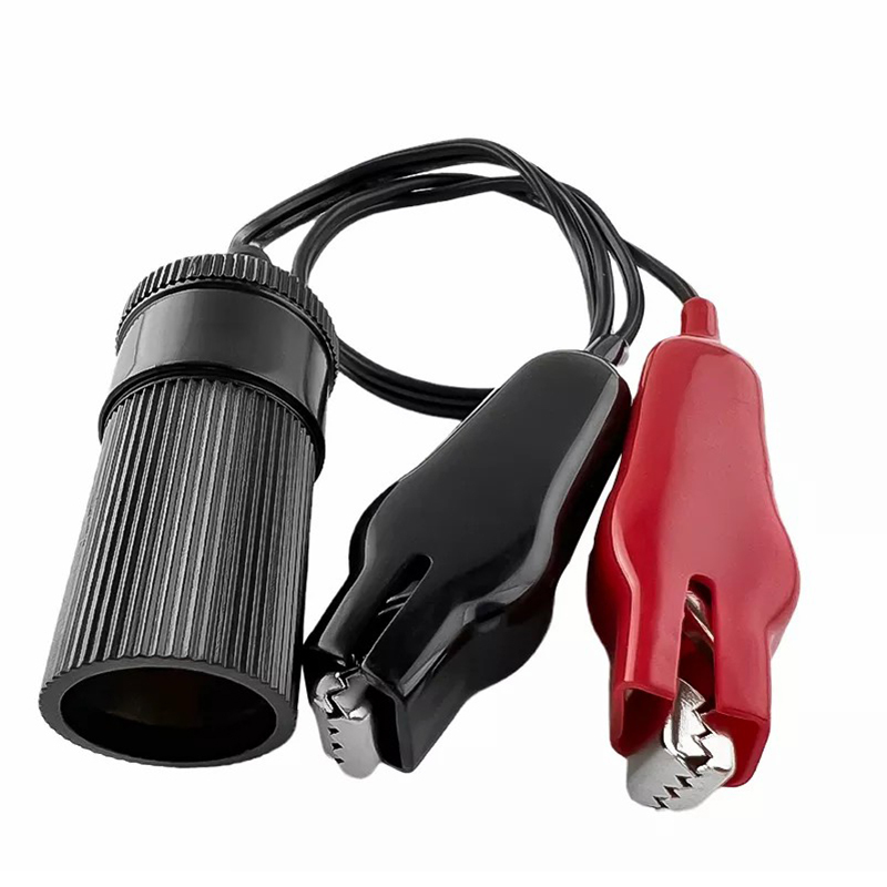 Extension Alligator Clips to Cigarette Lighter Extension Cable Lighter Socket 12V-24V Battery Clip-on Extension Cable