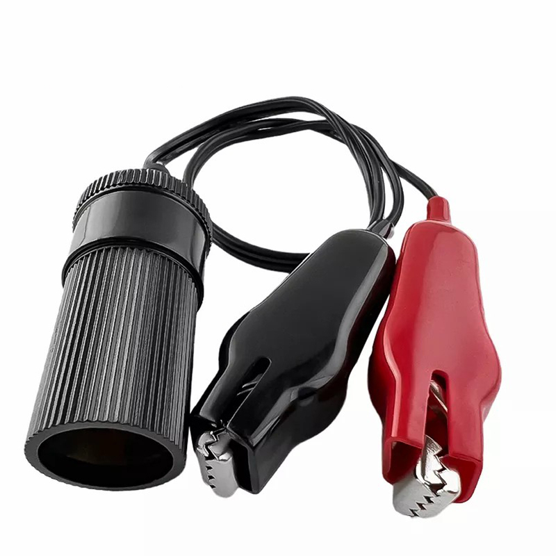 Extension Alligator Clips to Cigarette Lighter Extension Cable Lighter Socket 12V-24V Battery Clip-on Extension Cable