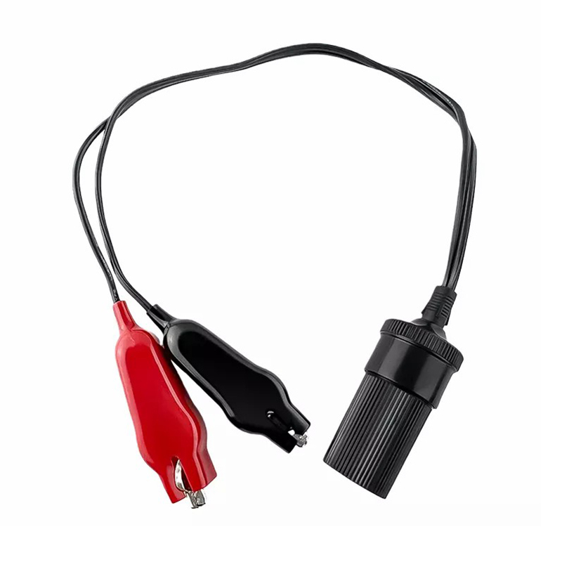 Extension Alligator Clips to Cigarette Lighter Extension Cable Lighter Socket 12V-24V Battery Clip-on Extension Cable