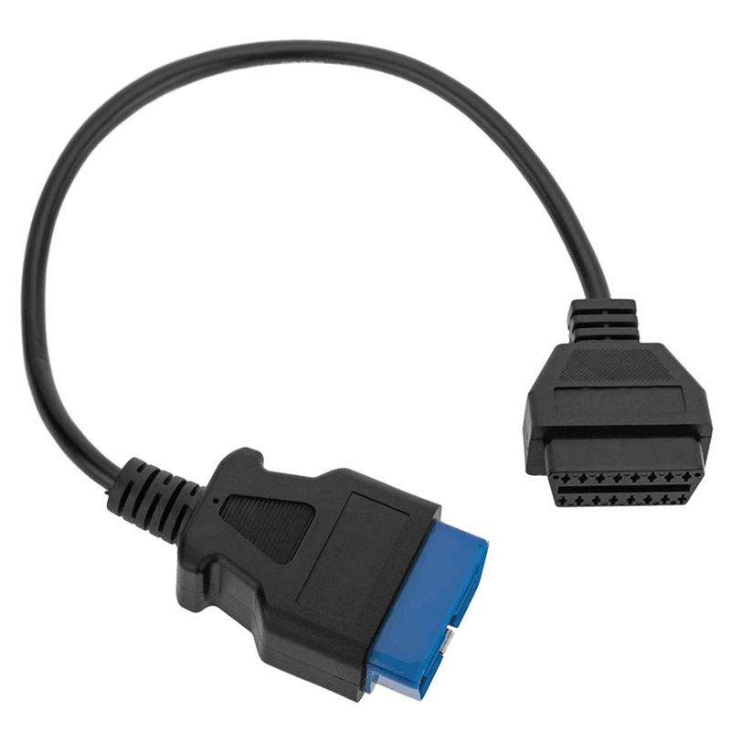 OBD2 16 Pin Blue Male to Female 450mm Extender Cable