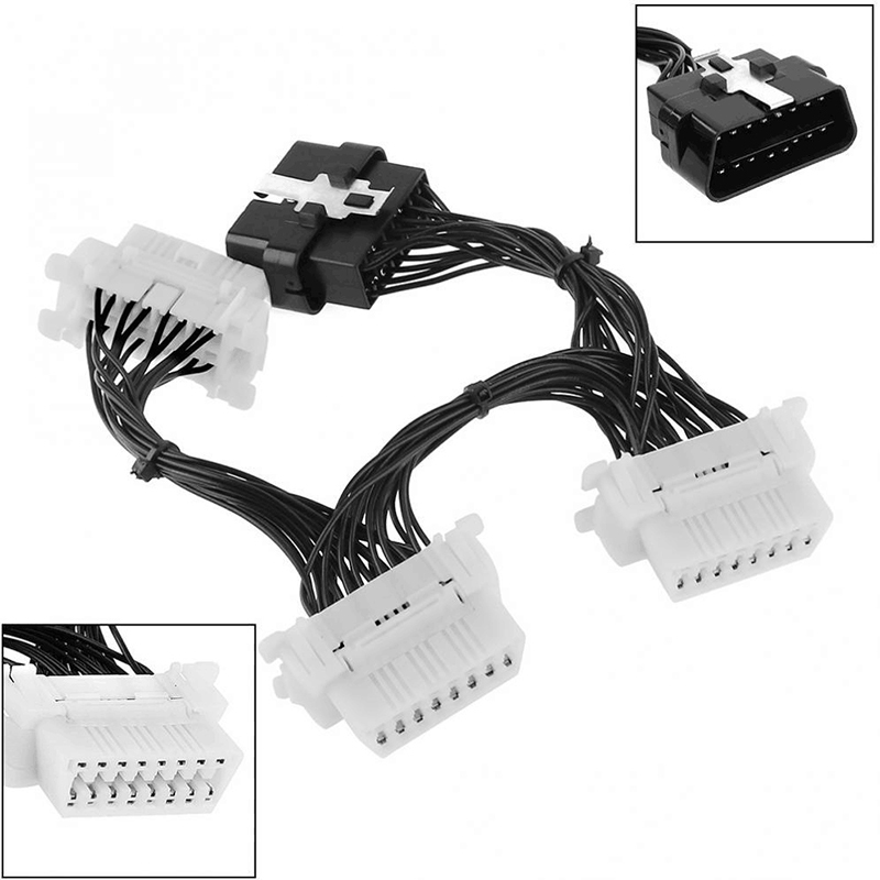 OBD OBD2 16Pin Cable OBD II 16 Pin And Splitter Extension Connector Adapter 1 Male to 3 Female OBD 2 Cable for Elm327 OBD2 Adapter