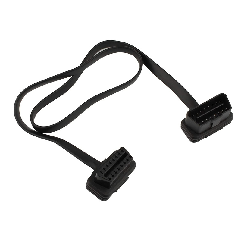 Futheda Car OBD-II OBD2 Cord Extension Cable Profile Flat Cable 16 Pin Male to Female Diagnostic Connector Adapter Compatible with Bluetooth Wifi USB ECU Readers OBDII Code Scanners 60cm