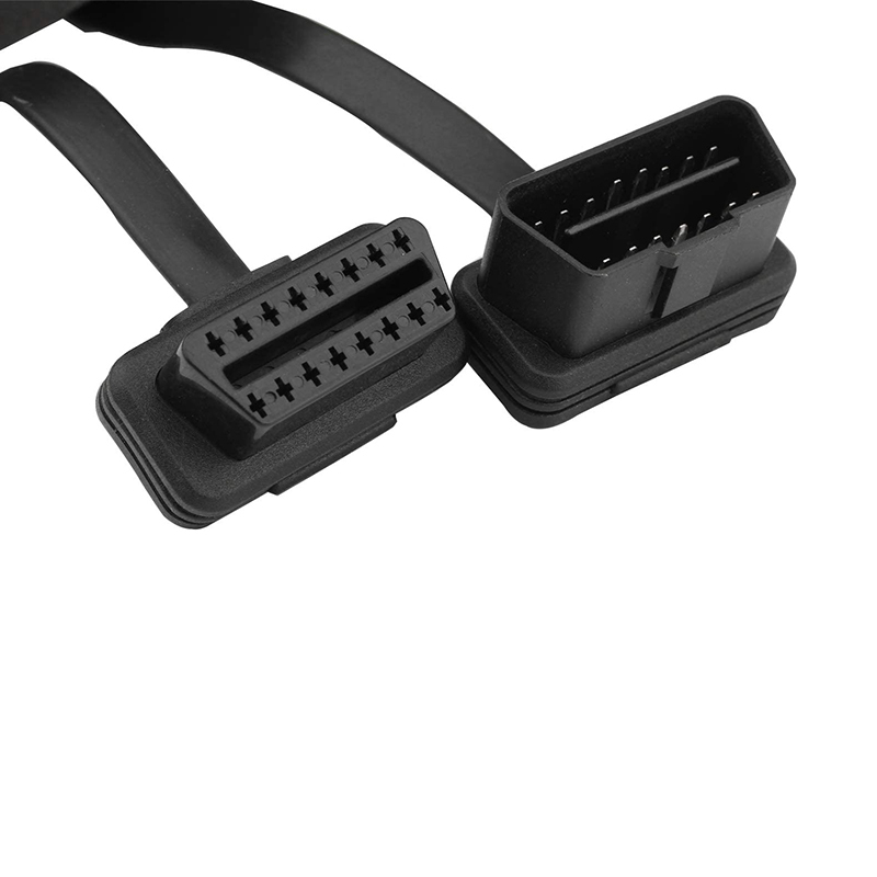 Futheda Car OBD-II OBD2 Cord Extension Cable Profile Flat Cable 16 Pin Male to Female Diagnostic Connector Adapter Compatible with Bluetooth Wifi USB ECU Readers OBDII Code Scanners 60cm