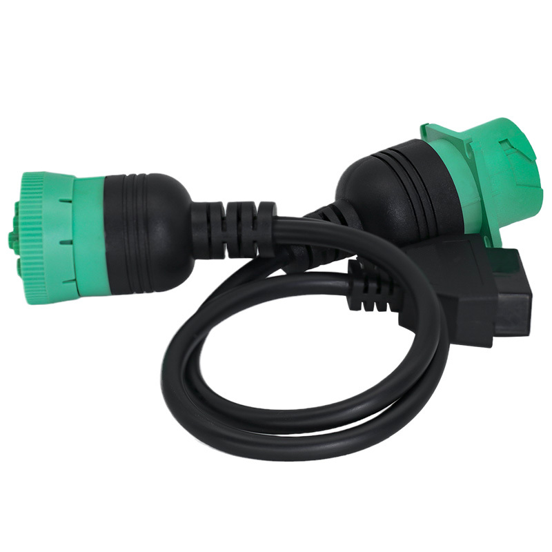 Universal Truck Green 9Pin Male to OBD2 Adapter Extension Splitter