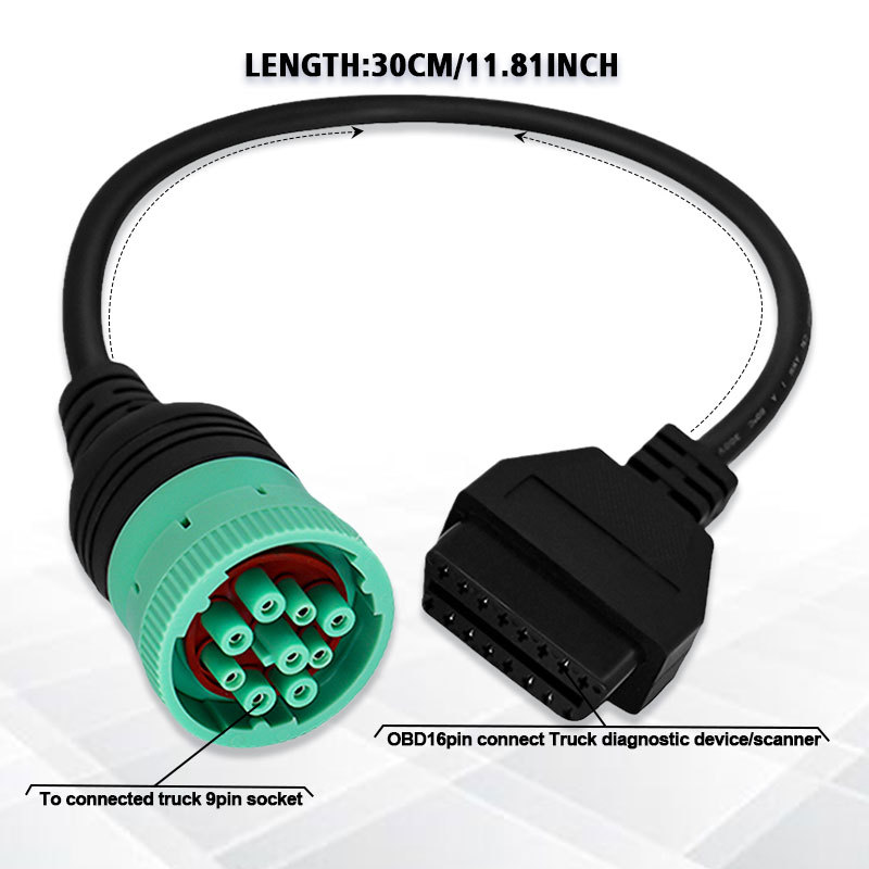 9Pin Adapter Cable to OBDII Truck Diagnose Interface