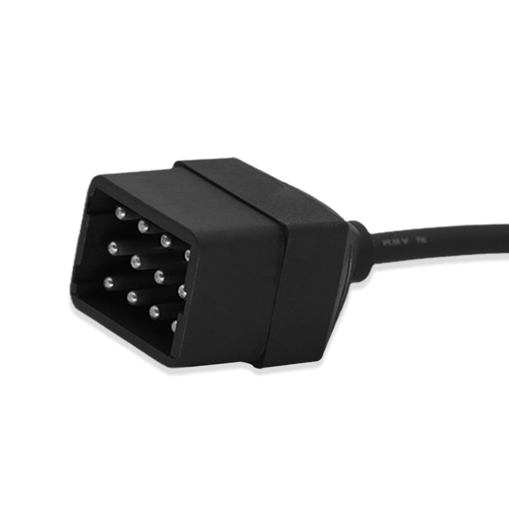 Heavy Duty Gaz 12 Pin Male to OBD obd2 ObdII DLC 16 Pin Female Trucks Diagnostic Tool Adaptor Converter Cable