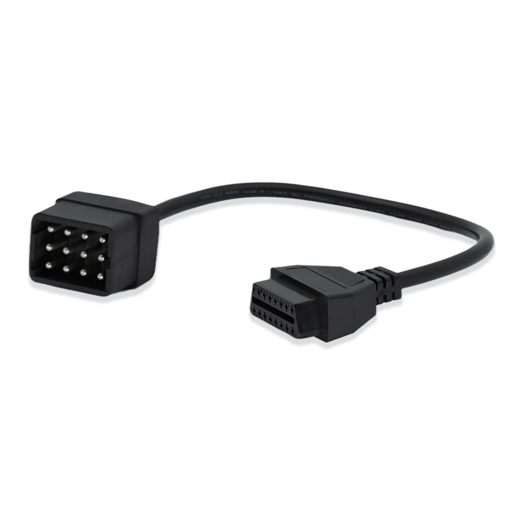 Heavy Duty Gaz 12 Pin Male to OBD obd2 ObdII DLC 16 Pin Female Trucks Diagnostic Tool Adaptor Converter Cable