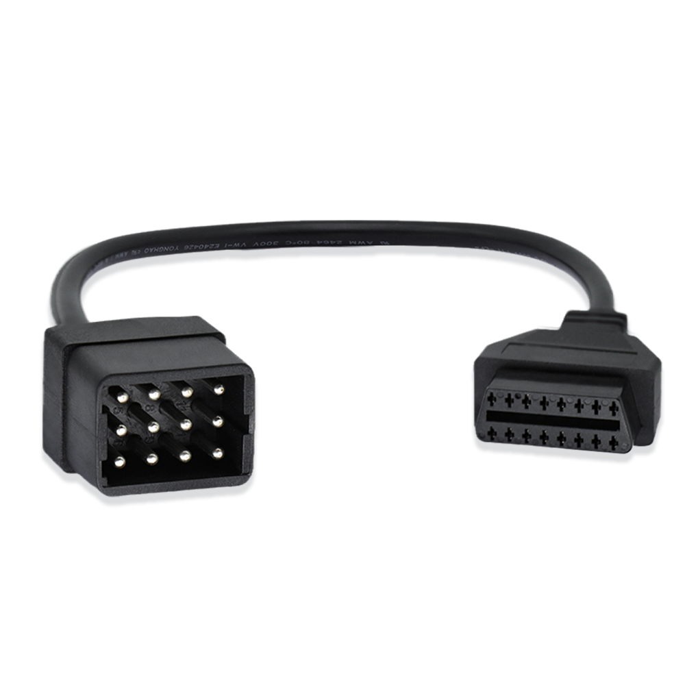 Heavy Duty Gaz 12 Pin Male to OBD obd2 ObdII DLC 16 Pin Female Trucks Diagnostic Tool Adaptor Converter Cable