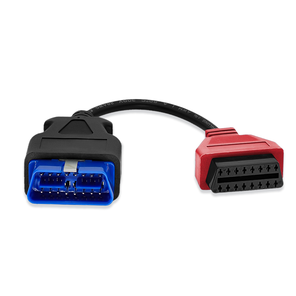 Red OBD2 diagnostic cable 16 pin male compatible with Fiat ECU Scan software