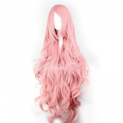 QP Hair Pink Wigs Air Volume High Temperature Soft Silk Bulk Hair Long Curly Big Wave Hair synthetic Wig Cosplay