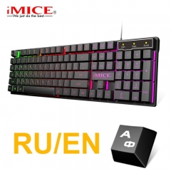Gaming Keyboard with Backlight Imitation Mechanical Keyboard Russian Keycaps Wired Gamer Keyboard for Computer Game 104 Keys