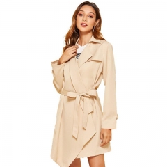 2019 new spring autumn fashion Casual women's khaki Trench Coat long Outerwear loose clothes for lady with belt