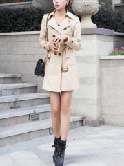 2019 new spring autumn office Casual women's khaki Trench Coat long Outerwear slim clothes for lady belt Classic Double Breaste