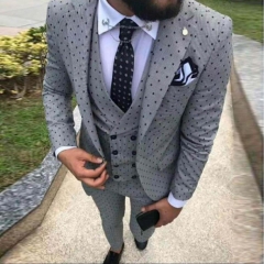 2019 Men's Poika dot Suit 3-Pieces latest coat pant designs Notch Lapel Tuxedos Groomsmen For Wedding/party(Blazer+vest+Pants)