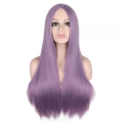 QQXCAIW Long Straight Middle Part Wig For Women Black White Pink Orange Purple Gray Hair Heat Resistant Synthetic Hair Wigs